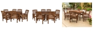 Walker Edison Outdoor Classic Contemporary Acacia Wood Simple Patio 7-Piece Dining Set - Dark Brown